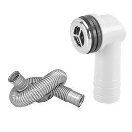 QRITY 1 PCS Overflow Pipe, 29x29mm Round Interface, Kitchen Sink Drain Pipe Kit, Silver, ABS Plastic, Bathroom Sink Overflow Head, 450mm Length