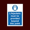Lifejackets must be provided beyond this point Plastic Sign (MPPE50)