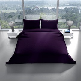 Leonado Vicenti Plain Cotton Bed Linen, 135 x 200 cm, 155 x 200 cm, 155 x 220 cm, 200 x 200 cm, 200 x 220 cm, 220 x 240 cm Selectable, 2 Pieces, Purple