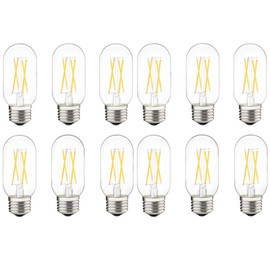 liveMAX Dimmable LED Tubular Bulb 6W,E26 Clear Edison Bulb,60W Equivalent 600 Lumens, Antique Edison Style LED Filament Light Bulbs,Daylight White 5000K Pack of 12