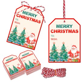 80PCS Christmas Name Tags, Christmas Gift Tags with String, Xmas Gift Tags with String Attached, Christmas Labels for Gifts, Gift Tags for Christmas Presents, Holiday Gift Tags, Gift Wrapping Supplies