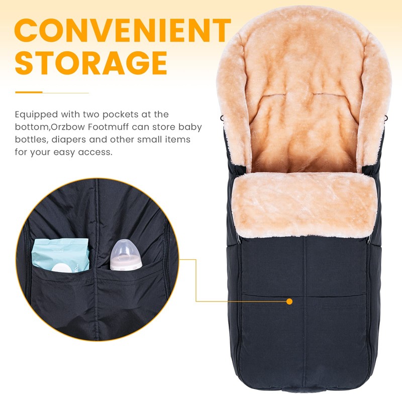 Orzbow Stroller Footmuff Universal | Faux Wool Baby Bunting Bag