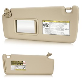 Youxmoto Sun Visor for Toyota Highlander 2004 2005 2006 2007, Beige Left Driver Side Car Sun Visor, Replaces# 74320-48260-A0, with Vanity Mirror