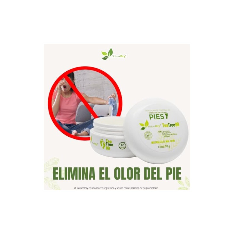NaturalDry Desodorante para PIES - 100% Natural - Aceite esencial