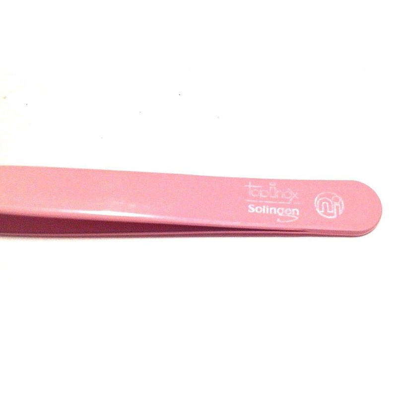 Pink Coated TopInox Slanted Tweezers. Made by Niegeloh in Solingen,