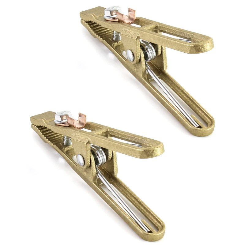 QWORK Brass A-Shape Earth Clamps, 2 Pack 260A Ground Welding