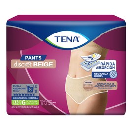 TENA Pants Discret Beige Talla G, Ropa interior desechable, 13 piezas
