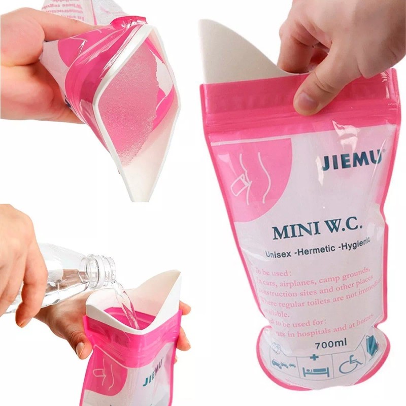 Veraly Orinal Portátil Bolsa Emergencia Adulto Estirable Viaje 4p F