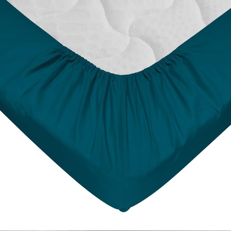 100% Cotton 57 Thread Count Fitted Sheet – Duck Egg