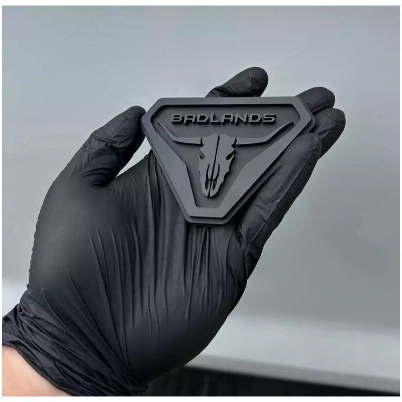 UsaStandard 2x Car Fender Badlands Long Horn Emblem Badge Black