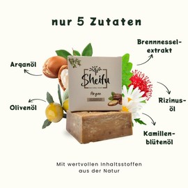 Sheifu Argan Oil Natural Soap, Shower Soap for Oily and Blemished Skin, Fights Pimples and Acne without Palm Oil, Vegan, Sustainable, Handmade, 125 g