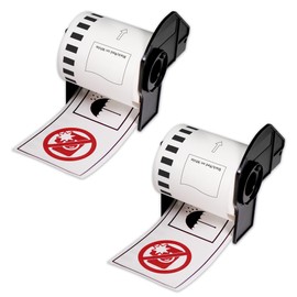BETCKEY - Black/Red on White Continuous Labels Replace for Brother DK-2251 (2-3/7" x 50'), Use with Brother QL-800, QL-810W, QL-820NWB Printers [2 Rolls]
