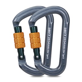 SOB Auto Locking Climbing Carabiner Clips 2Pack 28KN Heavy Duty Asymmetrical Carabiner Connector Used for Rappelling Gear Rescue Outdoor Projects Dog Leash (D-2)