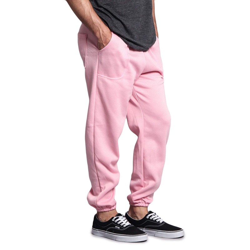 VICTORIOUS Men's Elastic Cuff Fleece Sweatpants - HILLSP - Pink