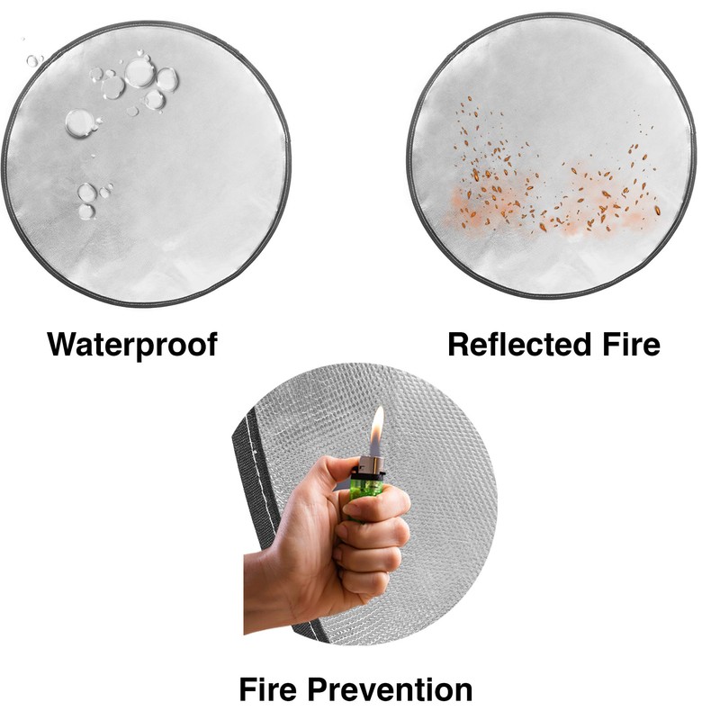 24" Diameter Round Fireproof Mat for Outdoor Patio and Deck