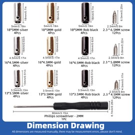 Glarks 37Pcs Screws Shoelace Aglets Tips Metal Aglets Set 36Pcs 13x3.5mm 16x4.5mm 18x5mm Shoelace Tips Cords End with Phillips Screwdriver for Sneakers, Hoodies, Bungee Cords, Laces