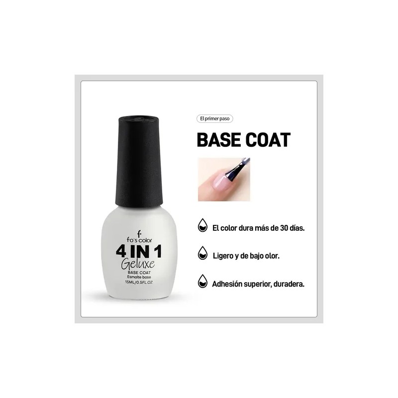 4 En 1 Esmalte De Uñas Geluxe 15ml, Acabado Profesional