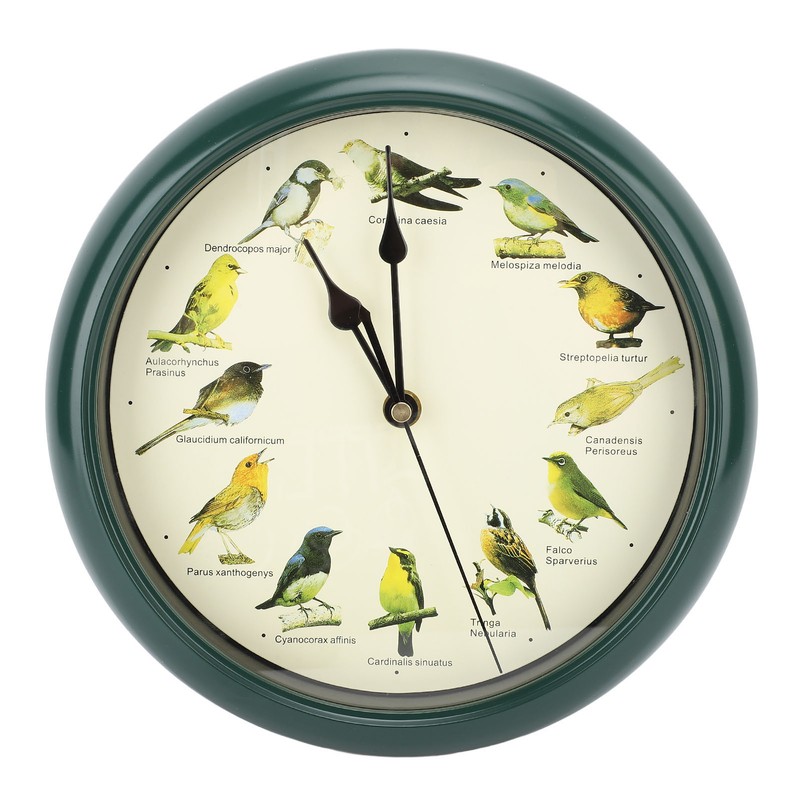 10 Inch Wall Clock Multipurpose Cuckoo Round Silent Punctual Bird