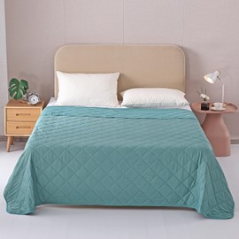 EVOLIVE Elastane Diamind Quilted All Season Light Weight Single Reversible Cooling Quilt/Comforter (Blue, King)