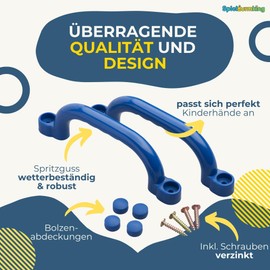 Spielturmking® Play Tower Handles, Weatherproof Safety Handles with Recessed Grips, Robust Handles, Play Tower, Climbing Handles for Children, Indoor and Outdoor (Blue, Pack of 4)