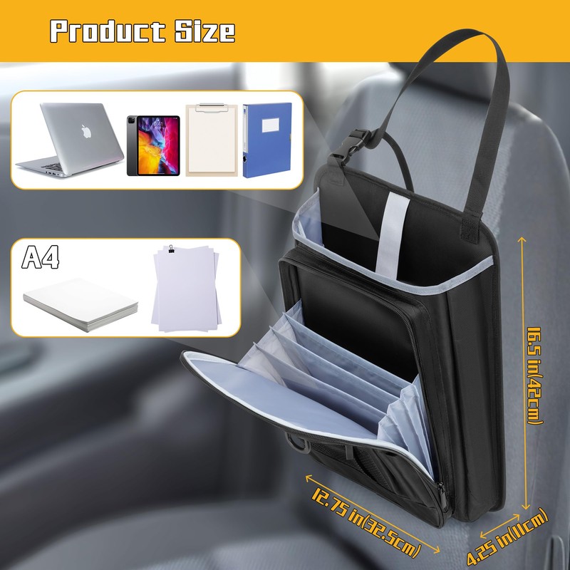 LUXJA Car Front Seat Organizer with Accordion File Pocket, Passenger