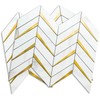DICOFUN Polished White Marble PVC Mixed Metal Gold Herringbone Tile