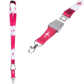NOVAH Pink Airplane Bukle Belt Lanyard , Keychain, ID Badge, Aviation Lanyard