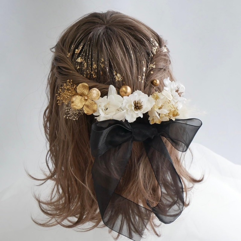 Lomeri O7 Organza Ribbon Hair Ornament (Black)