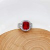 Uloveido White Gold Plated Cushion Cut Simulated Ruby Rings Adjustable,