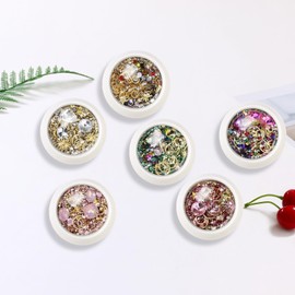 Zcbzbn 6 Box of Rhinestones, Mixed Style Nail Glitter Stones, Crystal Rhinestones, Nail Gemstones, Nail Jewellery Metal Chain Jewellery Size Diamonds, DIY Glitter Stone Nail Supplies