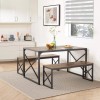 Vecelo 3Pcs Kitchen Dinning Table and Benches Set For 4-6,