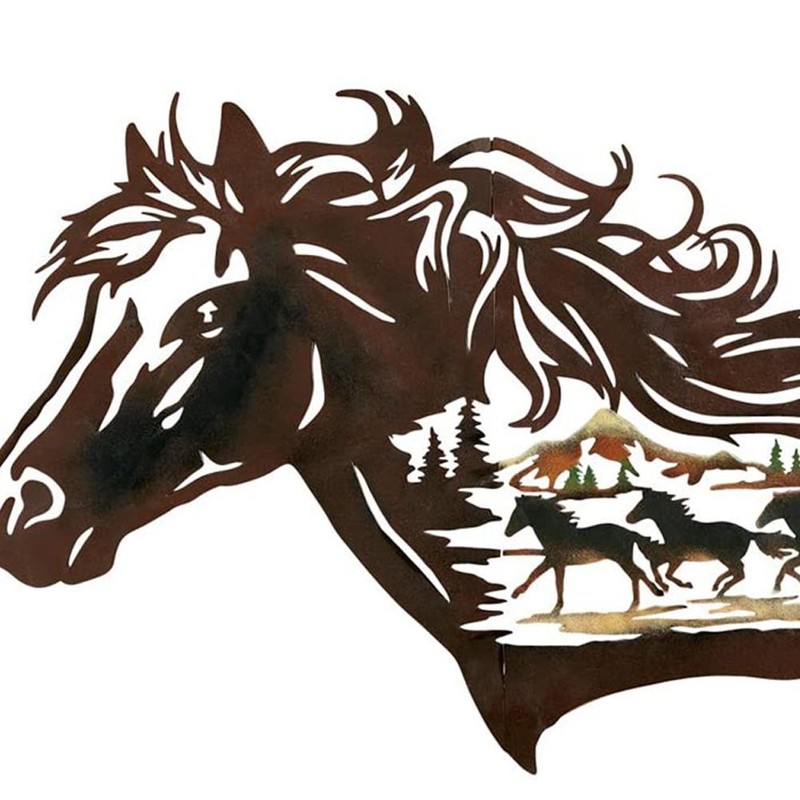 Metal Horse Silhouette Wall Art Decor Running Horses Animal Sculptures