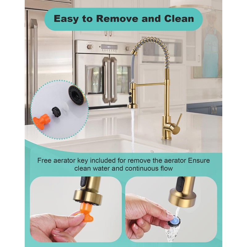 Pull Down Faucet Head Replacement: 3-Function Kitchen Faucet Sprayer Head
