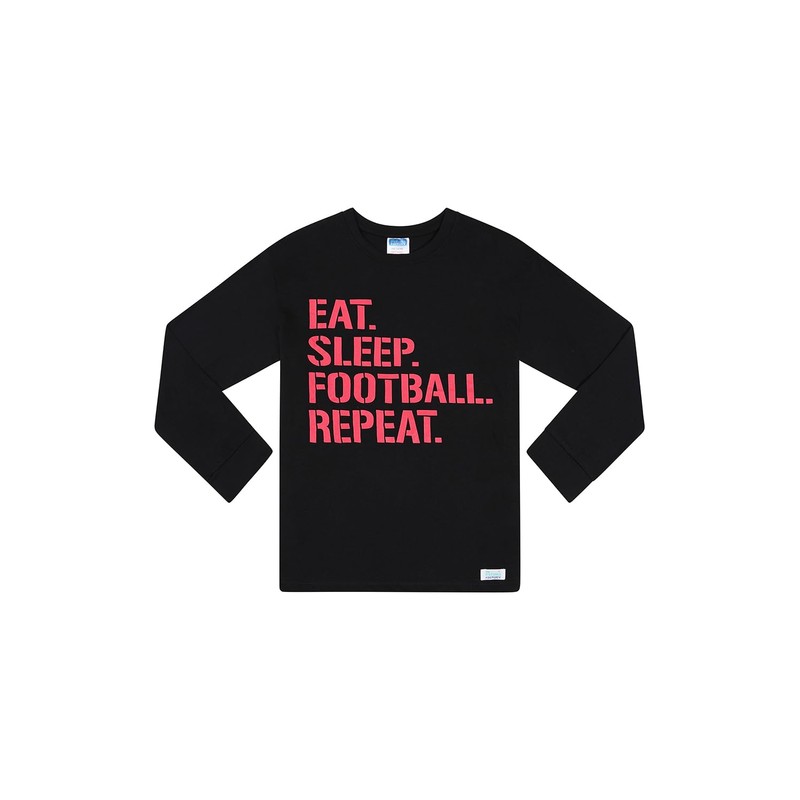 ThePyjamaFactory Boys Eat Sleep Football Repeat Long Cotton Pyjamas Red