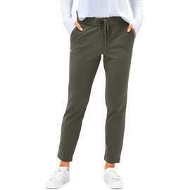G Gradual Women's Pants with Deep Pockets 7/8 Stretch Sweatpants for Women Athletic, Golf, Lounge, Work (Olive Green, Medium)
