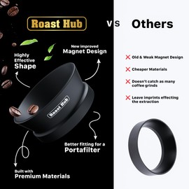 Roast Hub 51mm Magnetic Dosing Funnel for Portafilter Espresso Machine ~ High Strength 12 Magnet Design ~ Fits Most Express Coffee Machines ~ Home Barista Espresso Portafilter Adapter ~ UK Brand
