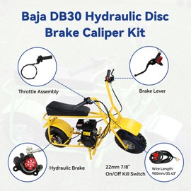 SHIQINHA Mini Bike Hydraulic Brake Kit and Throttle Assembly Compatible with Baja DB30 DoodleBug Blitz Dirt Bug GMB100 Predator 79cc 97cc 212cc 2.8HP Engine Parts with Brake Master Cylinder Caliper