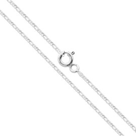 Sterling Silver Diamond-Cut Figaro Link Chain 1.4mm Solid 925 Italy Necklace 20"