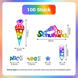 KOBOKO Pack of 100 Glitter Table Decoration Confetti Large School Child 2025 Decorative Confetti, First Day of School Decoration, Confetti for First Day of School