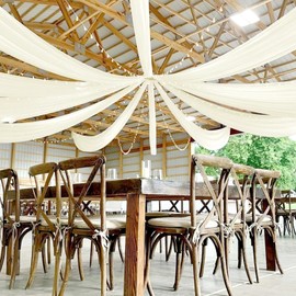 6 Panels Ivory Ceiling Drapes for Wedding,5ftx20ft Ivory Cheesecloth Fabric Ceiling Drapes Gauze Backdrop Drapes Curtain Tent Ceinling Drape for Weddings/Arch/Party/Ceremony/Stage(6 Pcs/5ftx20ft)