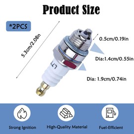 2 PCS L7T Spark Plug Universal 2 Stoke Engine Spark Plug Nickel Alloy Lawnmower Spark Plug for Strimmer Chainsaw Lawnmower Hedge Trimmer Cutter Replacement Accessories