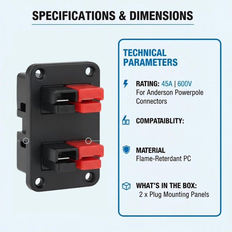 2Pcs Plug Mounting Panel, 45A 600V Mounting Bracket Panel Plug,