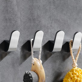 MOKIUER Towel Hooks,Towel Hooks for Bathroom Wall Mounted,Towel Holder,Bathroom Hooks for Wall,Brushed,4 Pack