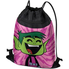 LOGOVISION Teen Titans Go! Beast Boy Drawstring Backpack Sports Bag Sackpack 17" x 13", Perfect for Gym, Yoga or Practice