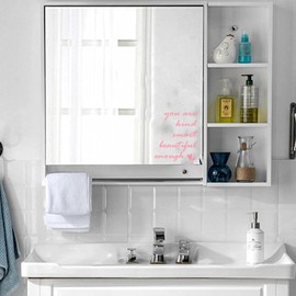 2Pcs Mirror Stickers, Vinyl Mirror Decals Car Mirror Decal Bathroom Decals, Affirmation Stickers for Mirror Wall Bathroom Car, You are Kind Enough Positive Affirmations Wall Decor, Set of 2(Pink)