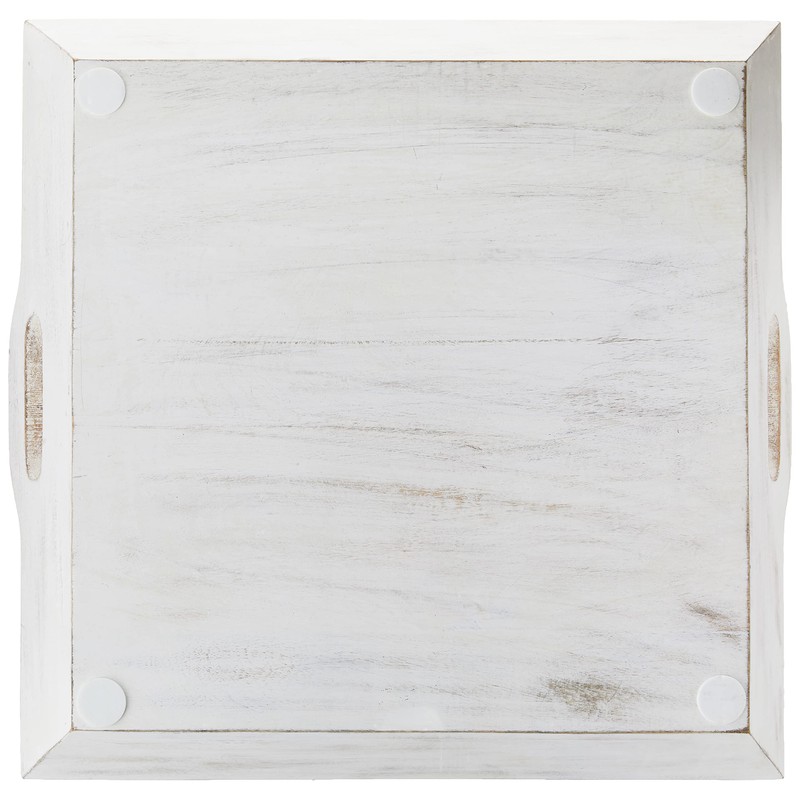 Mud Pie White Washed Beaded Serving Tray, One Size