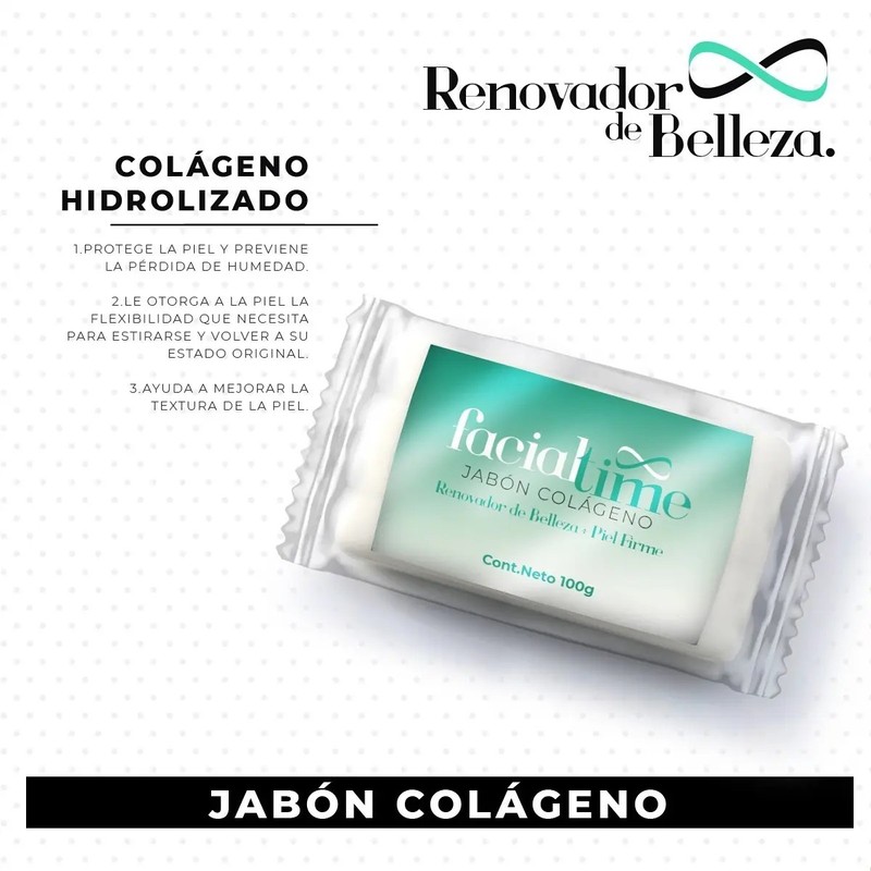 6 Piezas Jabón De Colágeno Hidrolizado Facial Time Rutina
