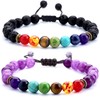 Hamoery Men Women 8mm Lava Rock Chakra Beads Bracelet Braided