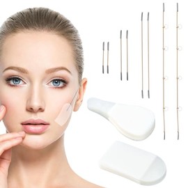 188uds Juego de Tiras Lifting Facial, Incluye Hilos Invisibles de 4 Longitudes y Impermeables Parches Invisibles Lifting Facial con Forma Cilindro y Lágrima para Mujeres Piel Flacidez