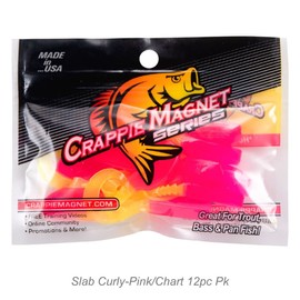Fin Commander Slab Curly 12-Piece Curly Tail Jig Pack, Pink/Chartreuse